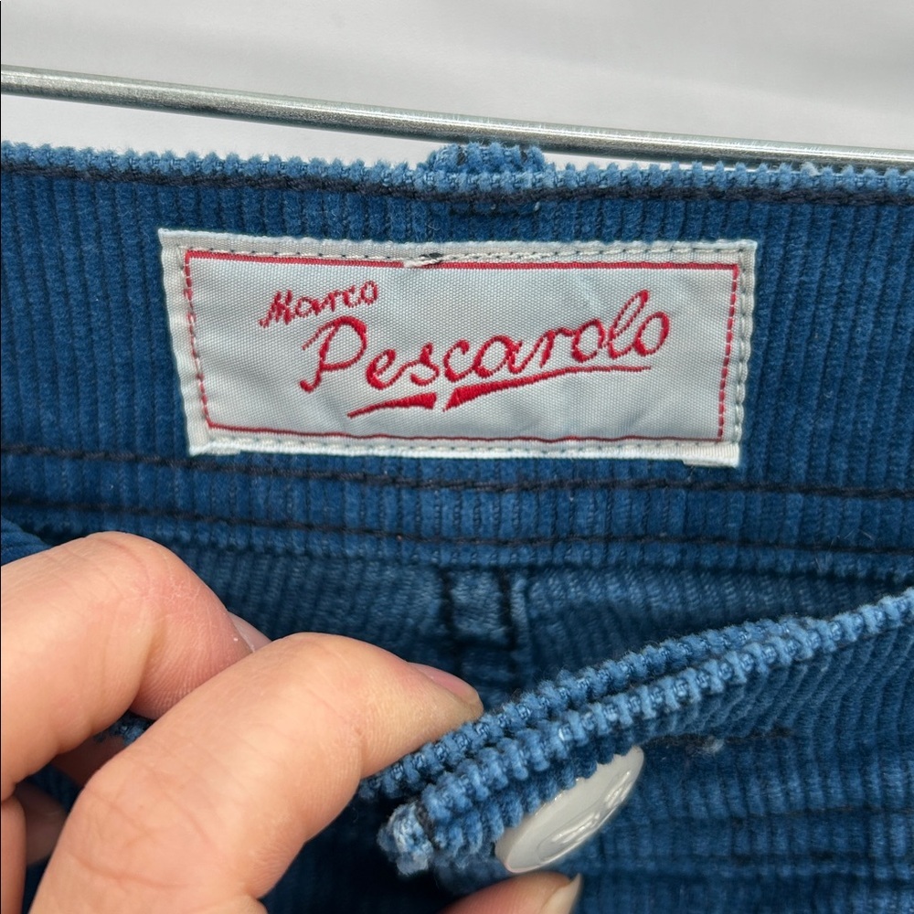 Marco Pescarolo Blue Corduroy Pants Made in Italy Cotton Stretch Size 54 US 38 - Picture 2 of 11